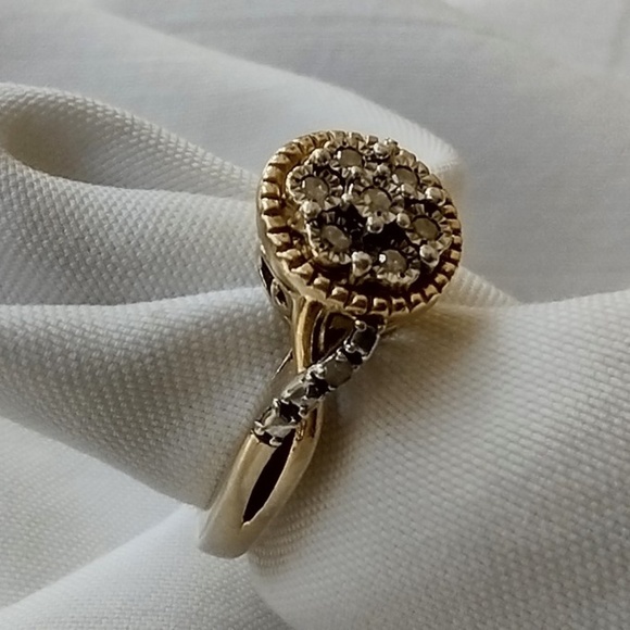 Vintage Bridal Style Vermeil Gold Plated CZ Sterling Silver Ring / Size Seven - Picture 2 of 8